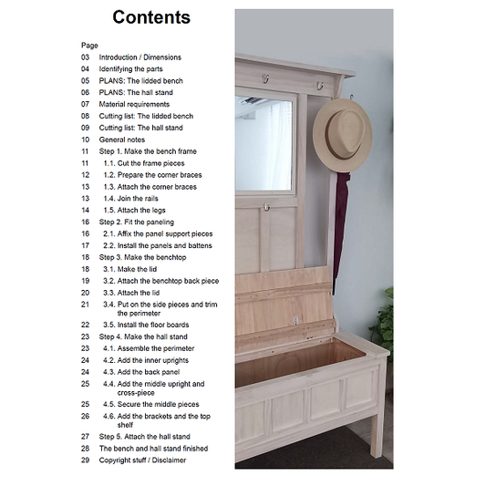 DIY plans to build a Hall Stand with Lidded Boot Bench