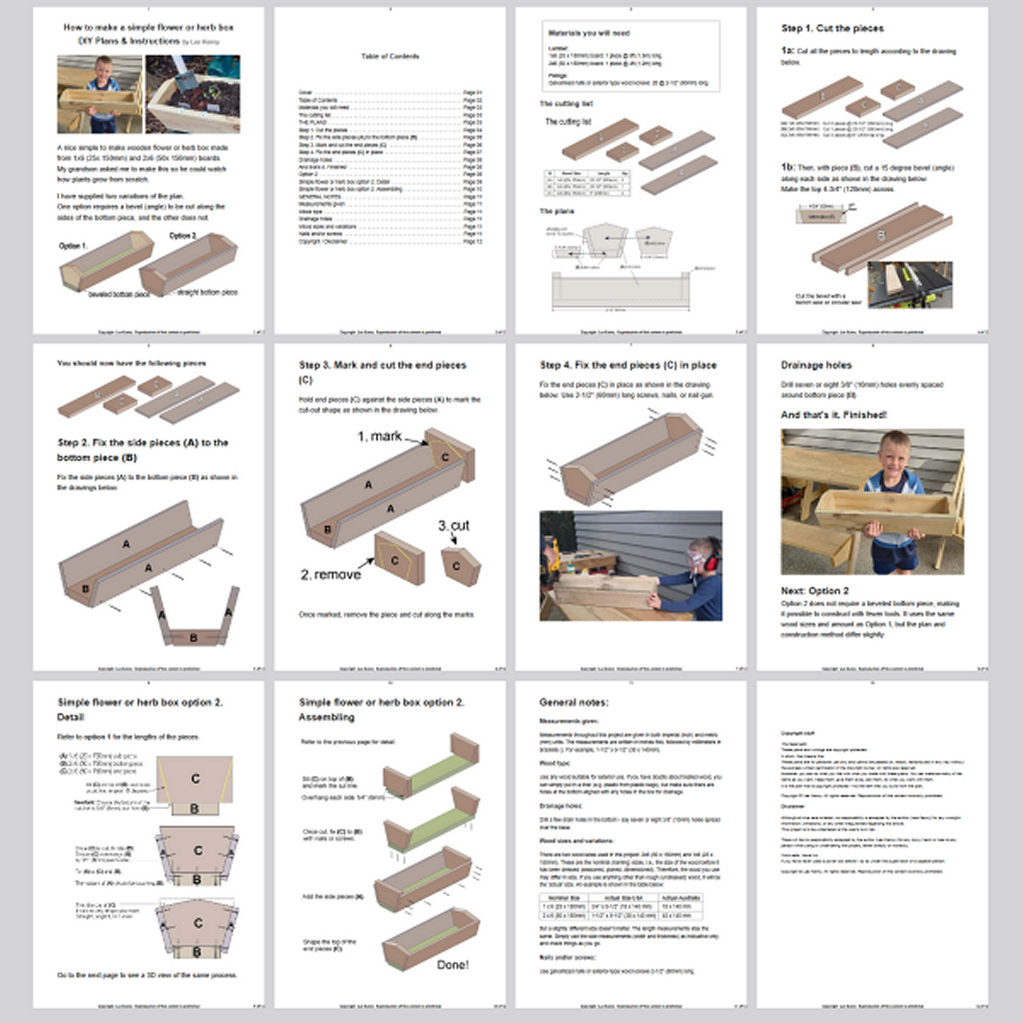 DIY plans to build a simple flower or herb box