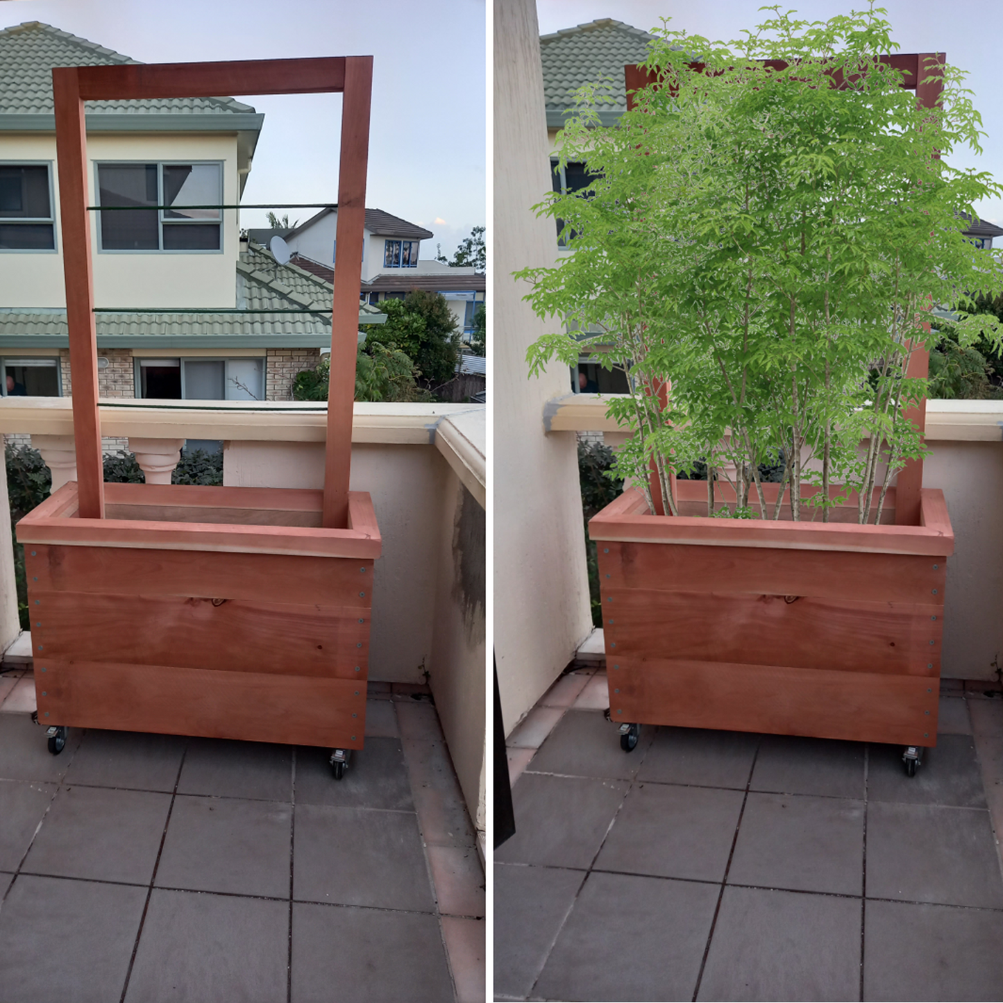 DIY plans to build a sturdy moveable planter box with a screen frame