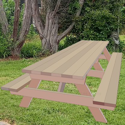 DIY plans to build an 8ft (2400mm) long traditional picnic table