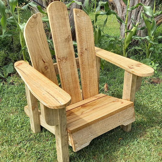 DIY Plans for a low chair built along the lines of an Adirondack chair