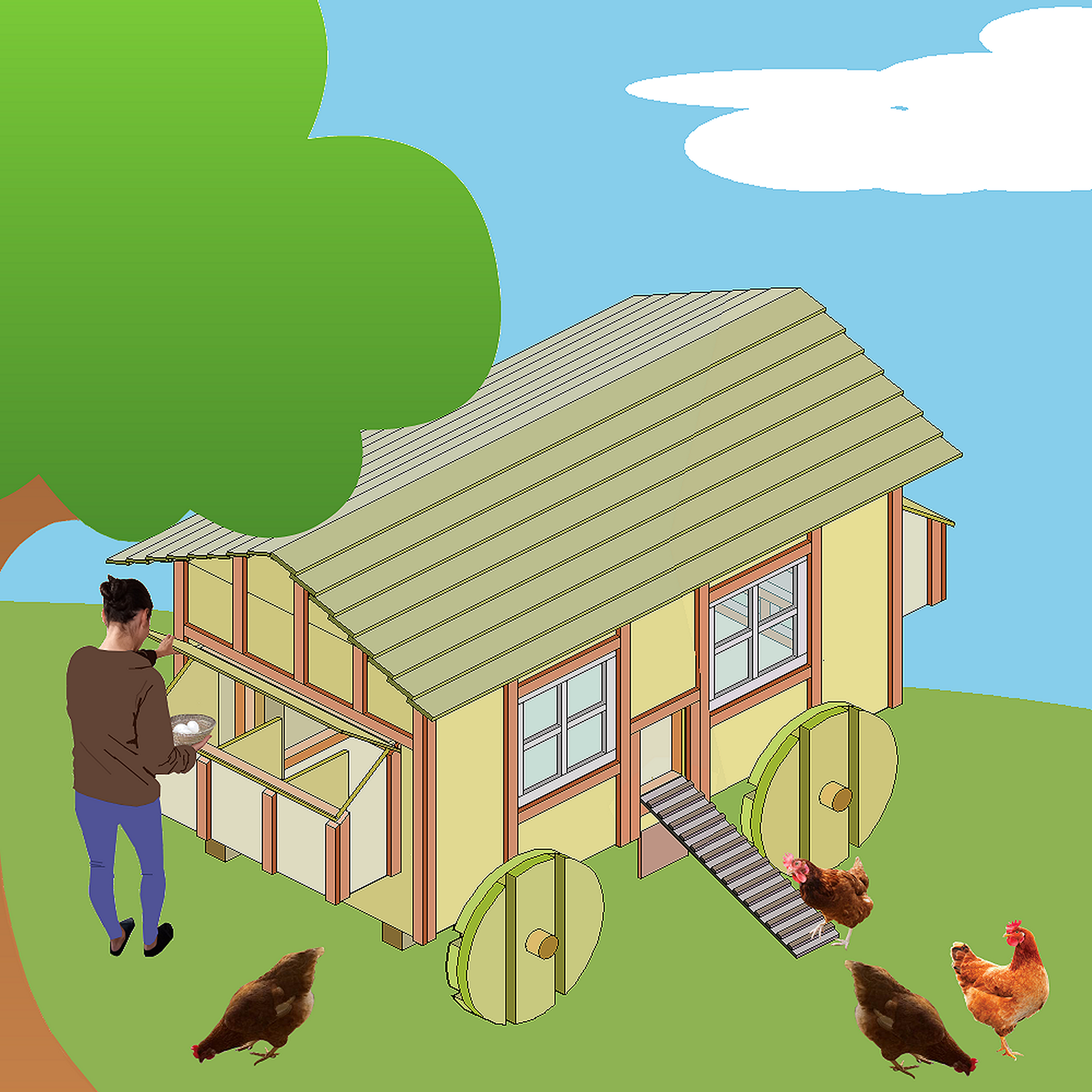 DIY plans to build a Snazzy Chicken Coop for up to 8 chickens