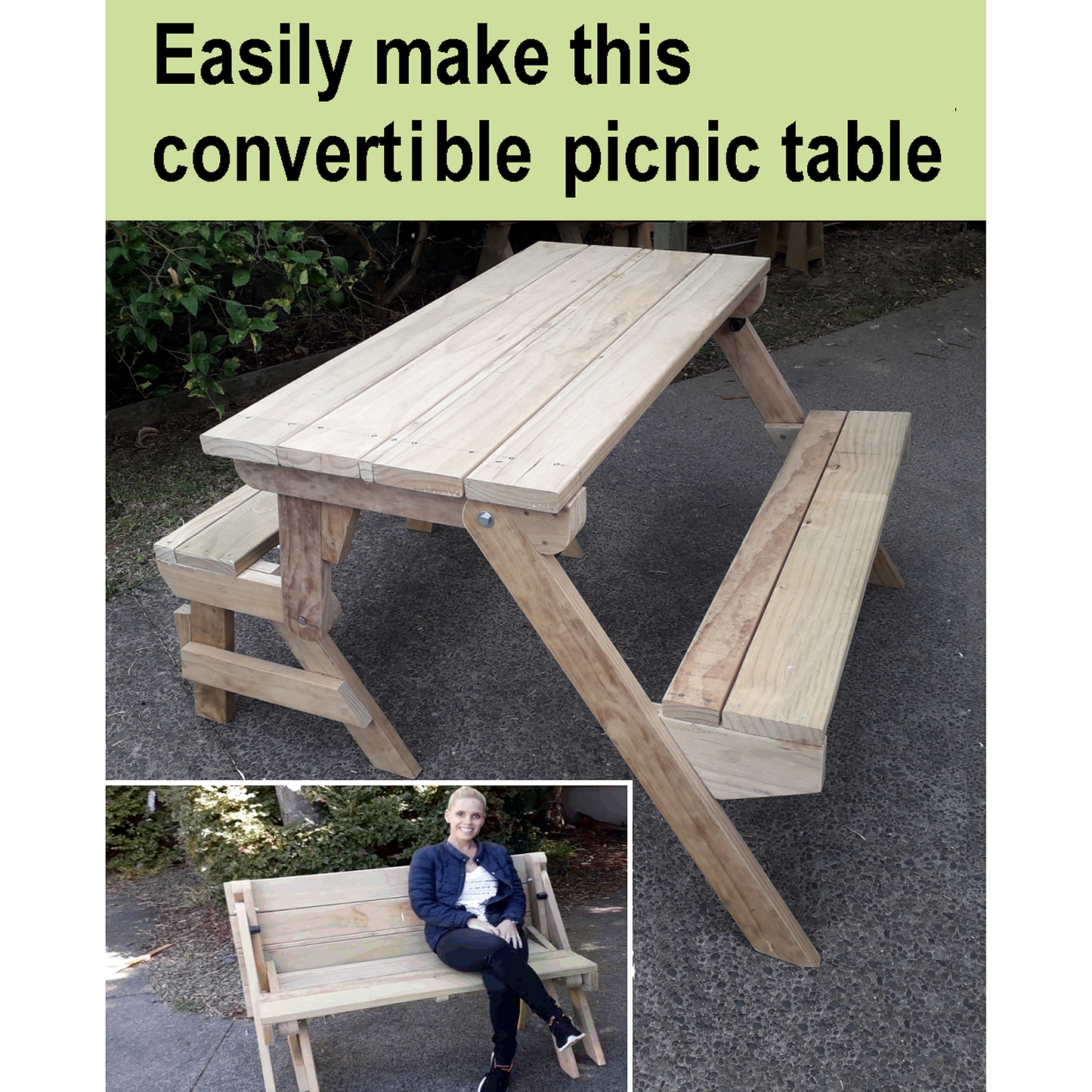 DIY plans to build a metamorphic wooden picnic table