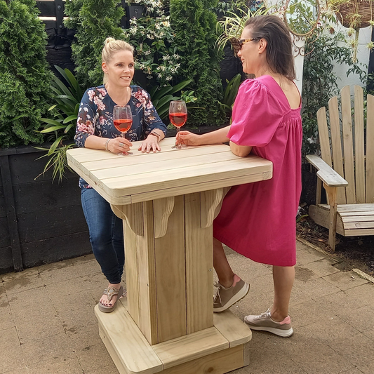 DIY plans to build an outdoor square pub bar table