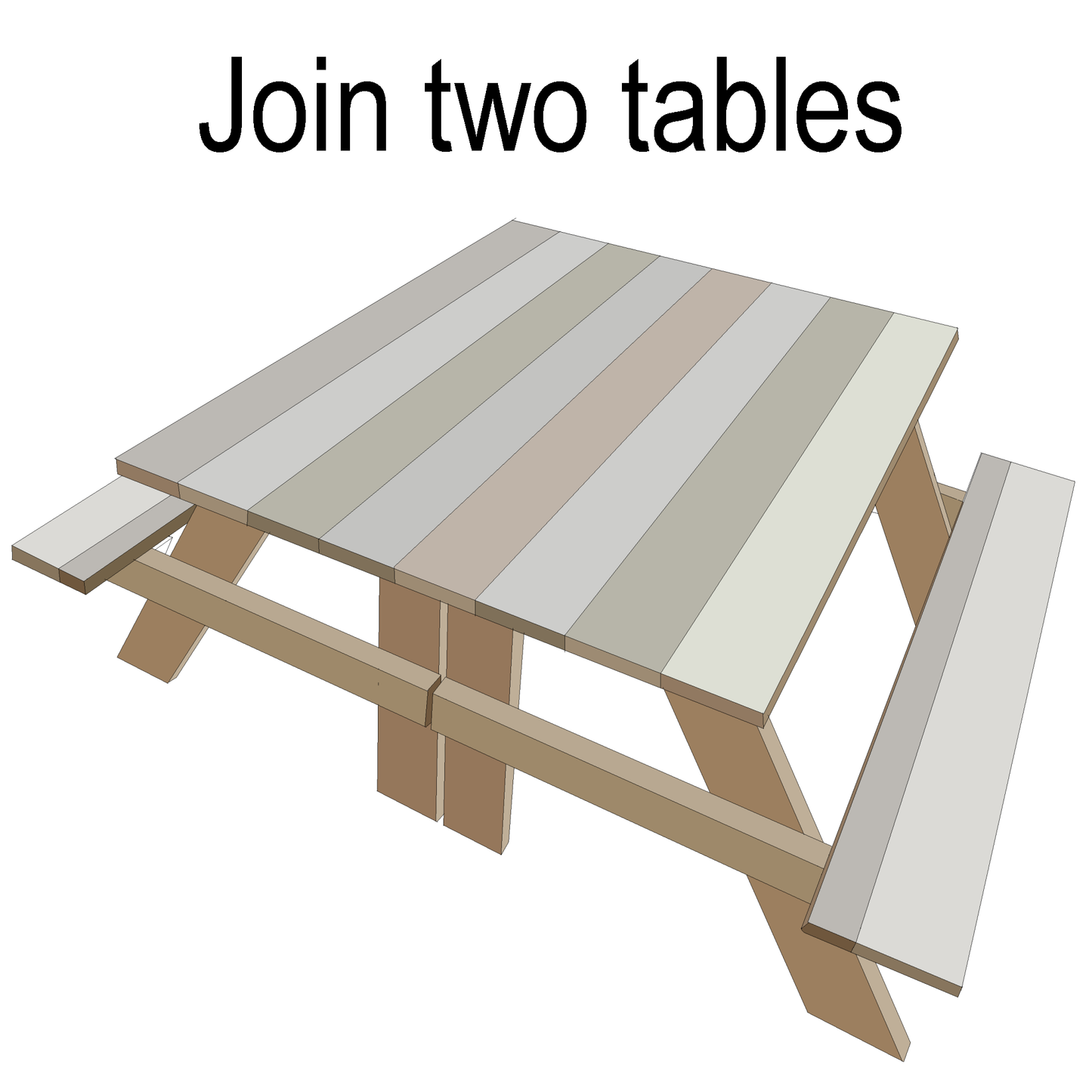 DIY plans for a picnic table with an attached seat along one side