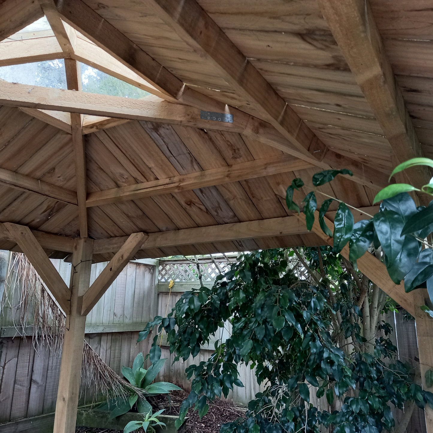 DIY plans to build a rustic 8ft square gazebo suitable for a hot-tub enclosure